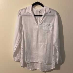 J JILL LOVE LINEN WHITE BLOUSE SIZE SMALL